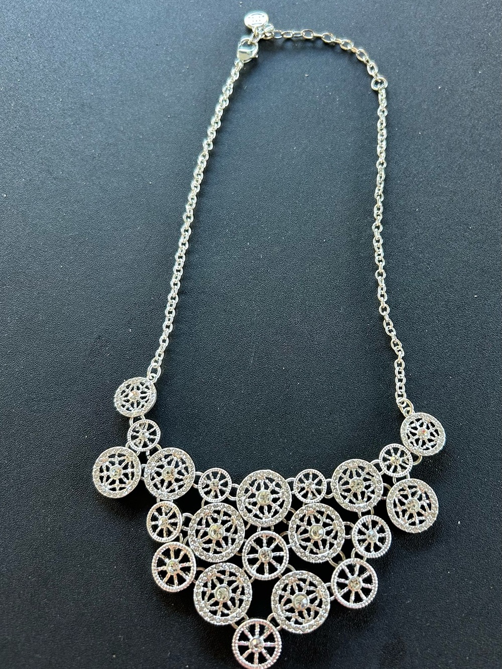 Silver Filigree Statement Necklace - Elegant Women's Jewelry